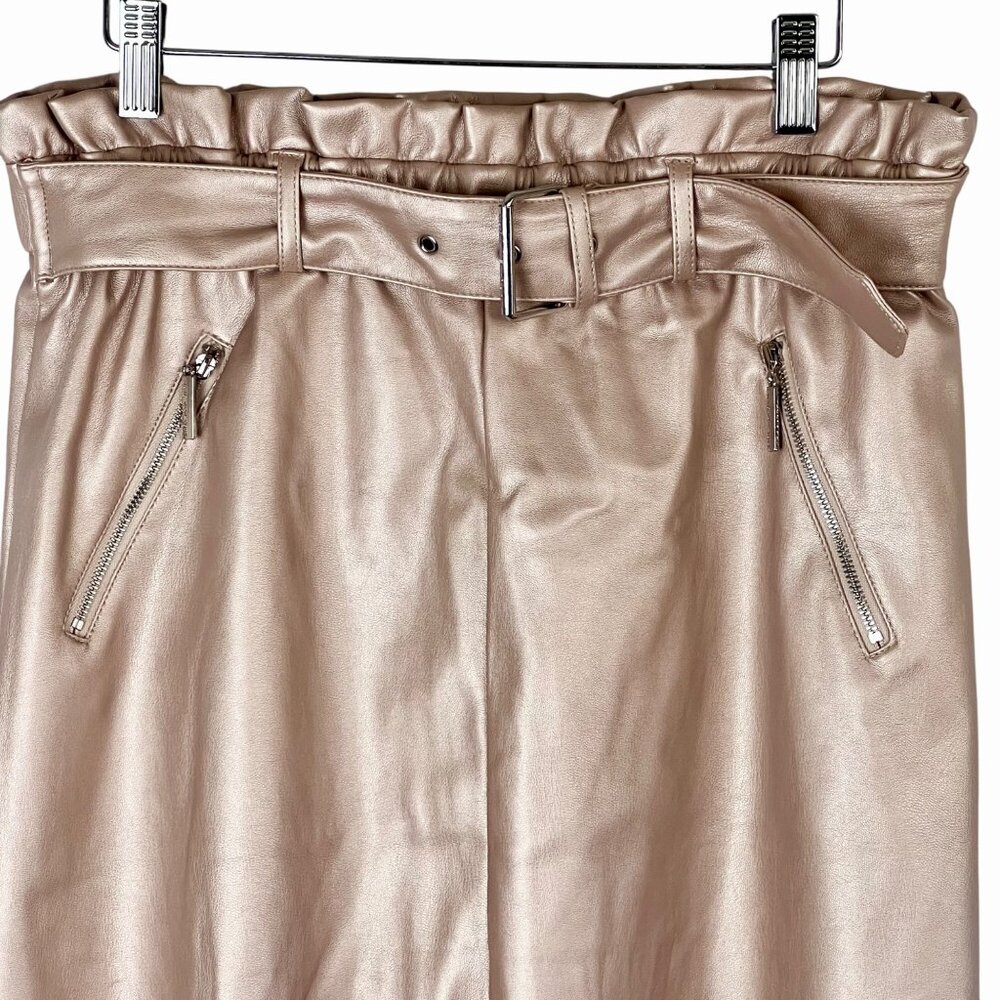 Marc New York Size M Light Pink Metallic Faux Leather Skirt Belt Zippers NWT - Picture 8 of 13